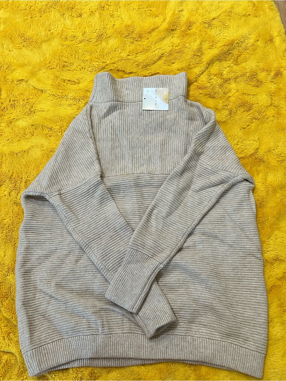 Chicwish Neutral Tan Ribbed Turtleneck Sweater